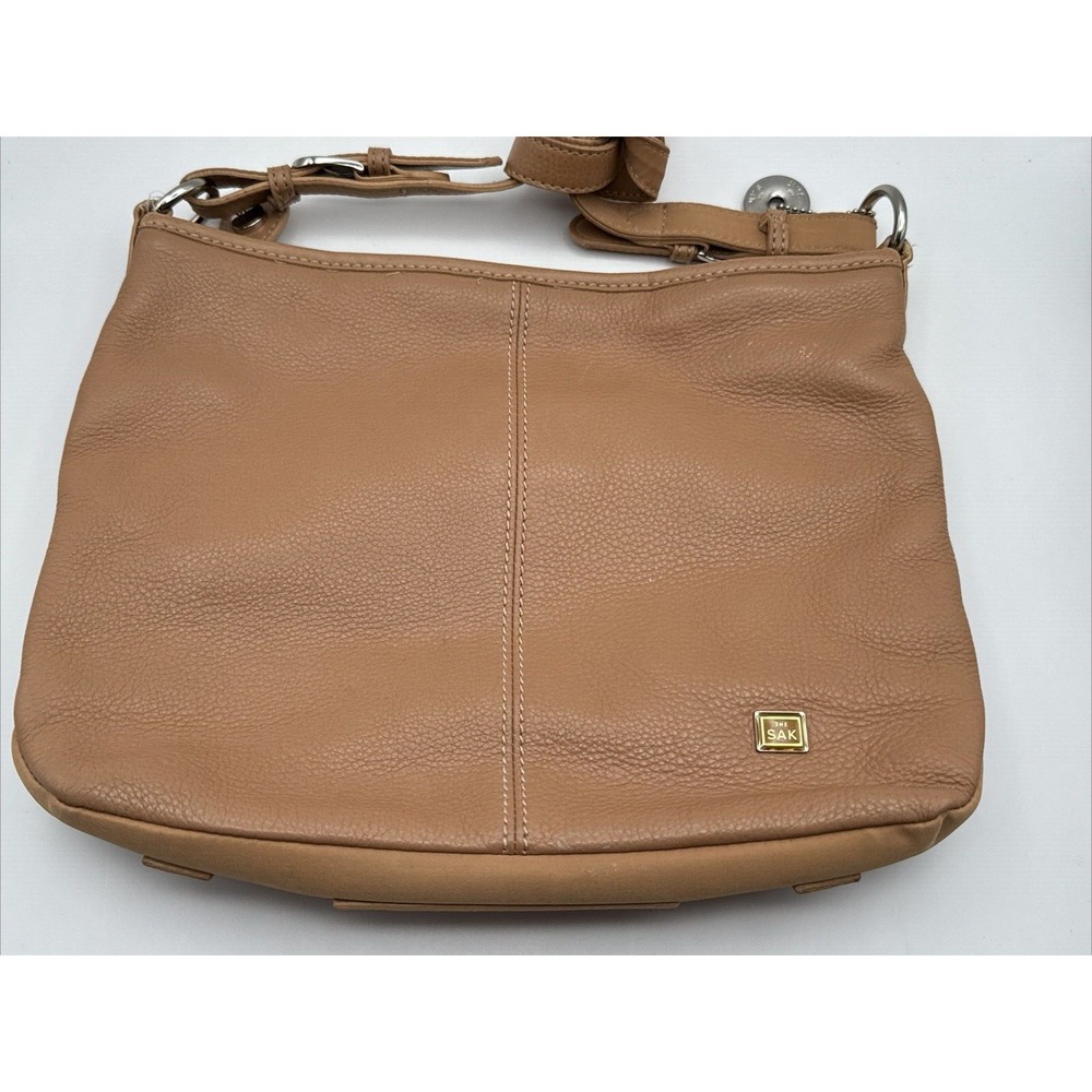 The Sak Shoulder Bag Women OS Tan Pebbled Leather Adjustable Strap Boho Hobo